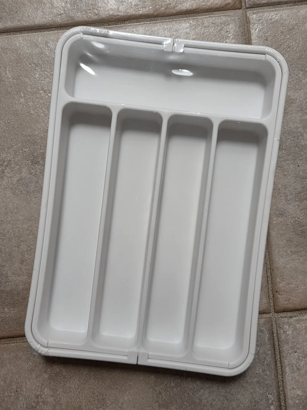 Adjustable White Cutlery Drawer Organizer Tray